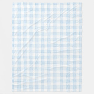 Lichtblauw Witte Geruite Strepen Fleece Deken