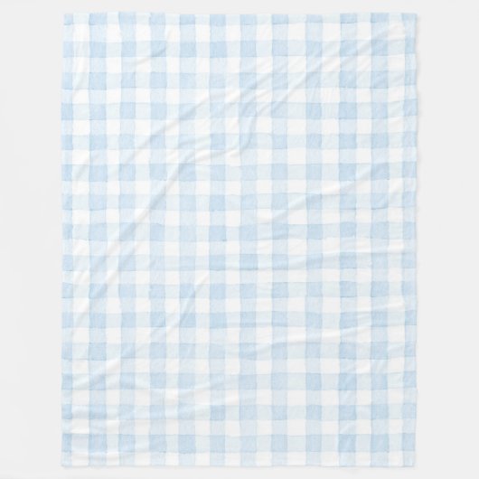 Lichtblauw Witte Geruite Strepen Fleece Deken (Voorkant)