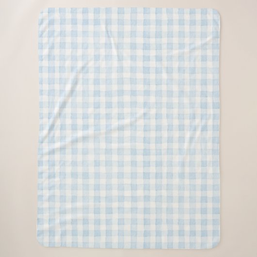 Lichtblauw Witte Geruite Strepen Sherpa Deken (Voorkant)