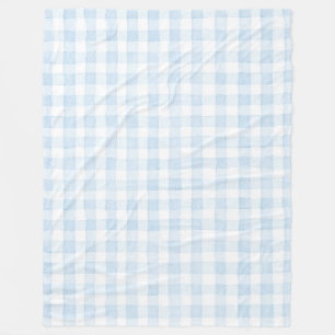 Lichtblauw Witte Schotse Strepen Fleece Deken