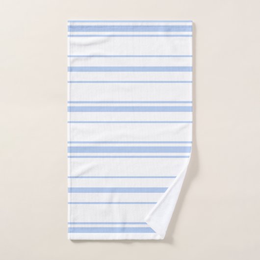 Lichtblauw & Witte Strepen Monogram Bad Handdoek (Handdoek)