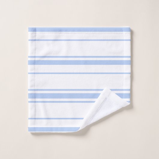 Lichtblauw & Witte Strepen Monogram Bad Handdoek (Wasdoekje)