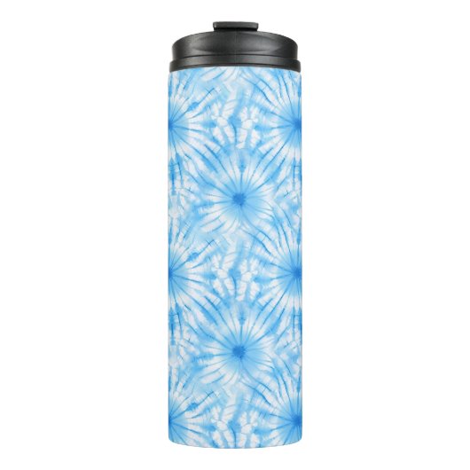 Lichtblauw Witte Tie Dye Thermosbeker (Voorkant)