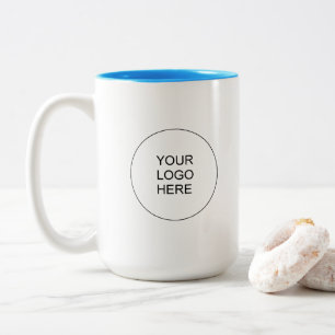 Lichtblauw Witte Zakelijke Logo Eenvoudige Promoti Tweekleurige Koffiemok
