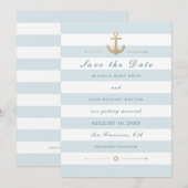 Lichtblauw Witte Zeevaart Herinnering Bewaar Deze  Save The Date (Voorkant / Achterkant)