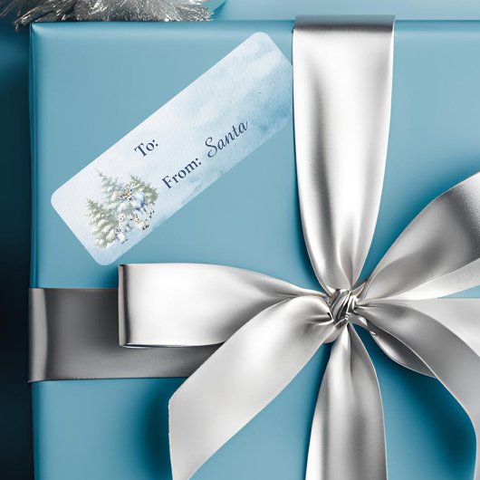Lichtblauw Woodland Dieren Kerstcadeau Label