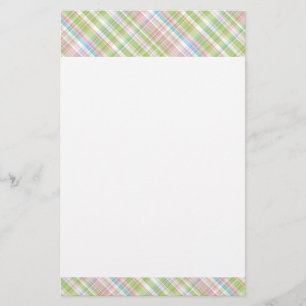 Lichtblauw Zachtgroen Roze Roze Geruit Patroon Briefpapier