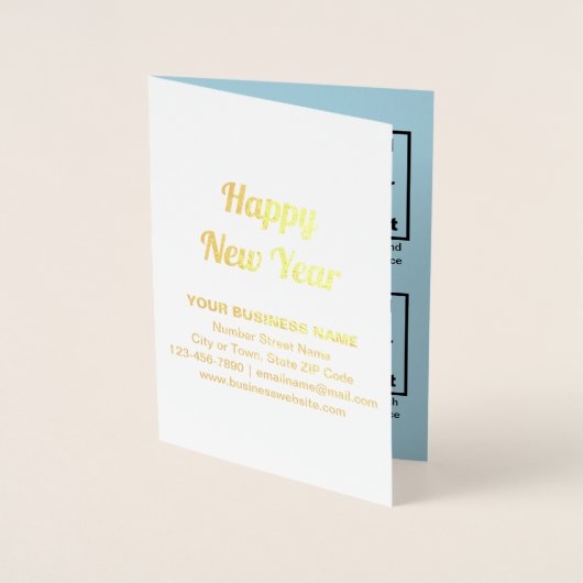 Lichtblauw Zakelijk Merk op Nieuwjaar Folie Kaart (Voorkant)