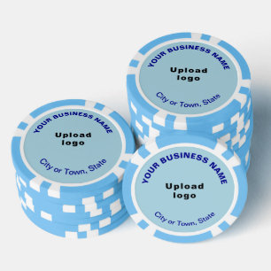 Lichtblauw Zakelijk Merk op Poker Chips