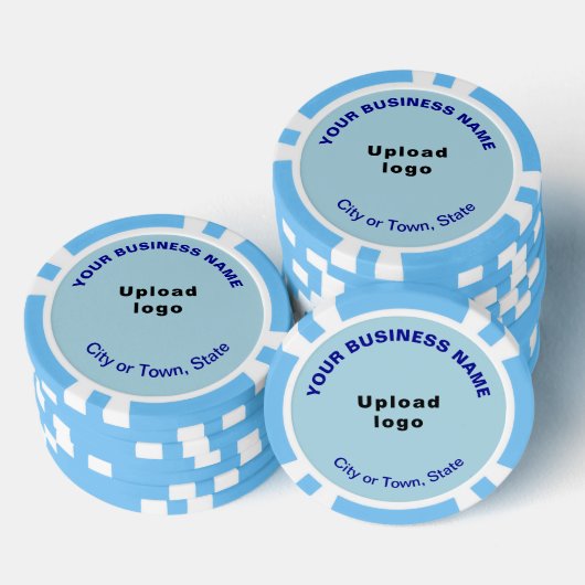 Lichtblauw Zakelijk Merk op Poker Chips (Opstapeling)