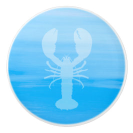 Lichtblauw zee water met kreeft keramische knop