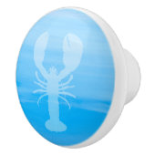 Lichtblauw zee water met kreeft keramische knop (Rechts)