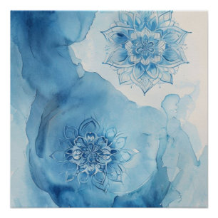 Lichtblauw Zen Mandala Patroon  Perfect Poster