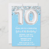 Lichtblauw Zilver 10e Verjaardagsfeest Kaart (Voorkant)