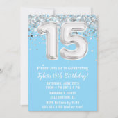 Lichtblauw Zilver 15e Verjaardagsfeest Kaart (Voorkant)