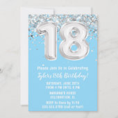 Lichtblauw Zilver 18e Verjaardagsfeest Kaart (Voorkant)