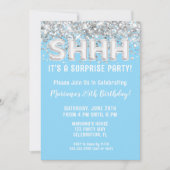 Lichtblauw Zilver Glitter Verrassing Verjaardagsfe Kaart (Voorkant)