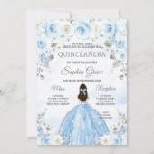 Lichtblauw Zilver Prinses Quinceanera Verjaardag Kaart (Voorkant)
