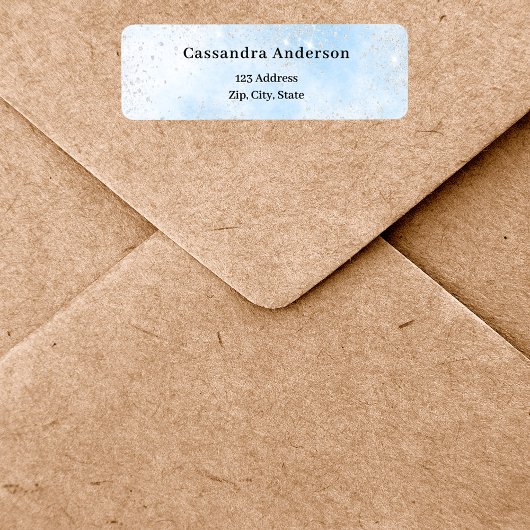 Lichtblauw zilver retouradreslabel etiket