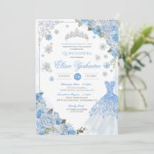 Lichtblauw Zilver Sneeuwvlok Winter Quinceanera Kaart (Staand voorkant)