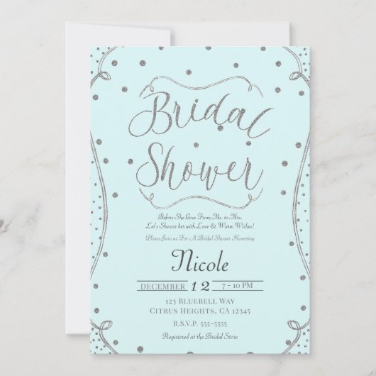 Lichtblauw & Zilver Vrijgezellenfeest Kaart (Voorkant)