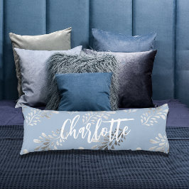 Lichtblauw zilverblad botanisch naamscript lichaamskussen