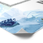 Lichtblauw zilveren baby shower poster (Hoek)