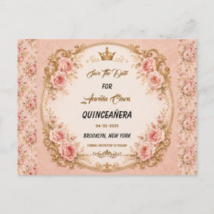 Lichtblauw zilveren prinses Quinceanera verjaardag Aankondigingskaart