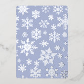 Lichtblauw Zilveren Sneeuwvlok Folie Platte Vakant Folie Uitnodiging (Voorkant)