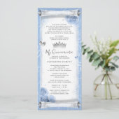 Lichtblauw Zilveren Verjaardag Scroll Uitnodiging (Staand voorkant)