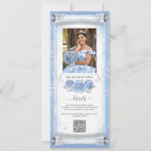 Lichtblauw Zilveren Verjaardag Scroll Uitnodiging (Achterkant)