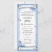 Lichtblauw Zilveren Verjaardag Scroll Uitnodiging (Voorkant)