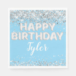 Lichtblauw Zilveren Verjaardagsfeest Servet