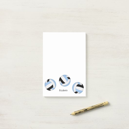 Lichtblauw Zwart gepersonaliseerd volleybal Post-it® Notes (Op bureau)