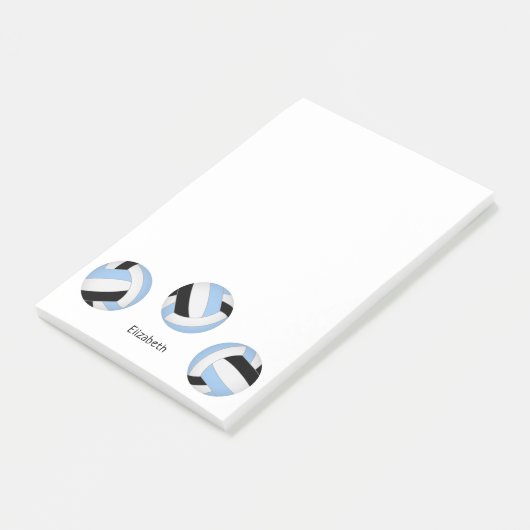 Lichtblauw Zwart gepersonaliseerd volleybal Post-it® Notes (Schuin)