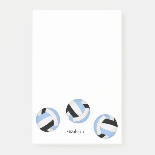 Lichtblauw Zwart gepersonaliseerd volleybal Post-it® Notes (Voorkant)