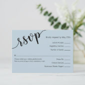 Lichtblauw Zwart Liefdes Script Reactiekaart RSVP Kaartje (Staand voorkant)