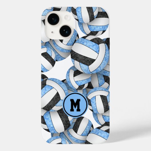 Lichtblauw zwart monogram meisjes volleybal Case-Mate iPhone case (Achterkant)