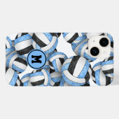 Lichtblauw zwart monogram meisjes volleybal Case-Mate iPhone case (Achterkant (horizontaal))