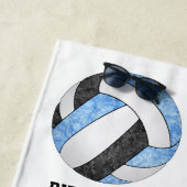 Lichtblauw Zwart Team Kleuren Naam Volleyballs Strandlaken (In situ)