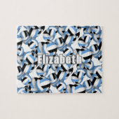 Lichtblauw zwart team kleuren volleyballen patroon legpuzzel (Horizontaal)