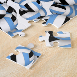 Lichtblauw zwart team kleuren volleyballen patroon legpuzzel
