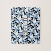 Lichtblauw zwart team kleuren volleyballen patroon legpuzzel (Verticaal)