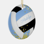  lichtblauw zwart volleybal gouden sterren keramisch ornament (Rechts)