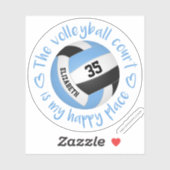 Lichtblauw Zwart Volleybalveld Mijn Gelukkige Plaa Sticker (Vel)