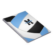 lichtblauw zwart-wit gepersonaliseerd volleybal notitieboek (Rechterzijde)