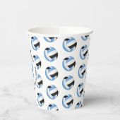 lichtblauw zwarte volleybalbalkverjaardagsartikel papieren bekers (Links)