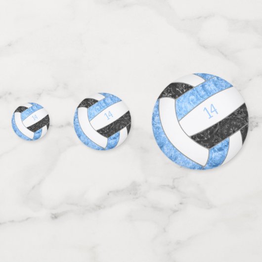 lichtblauw zwarte volleybalfeest confetti (Achterkanten)