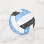 lichtblauw zwarte volleybalfeest confetti (Kleine voorkant)