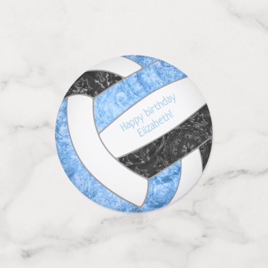 lichtblauw zwarte volleybalfeest confetti (Kleine voorkant)